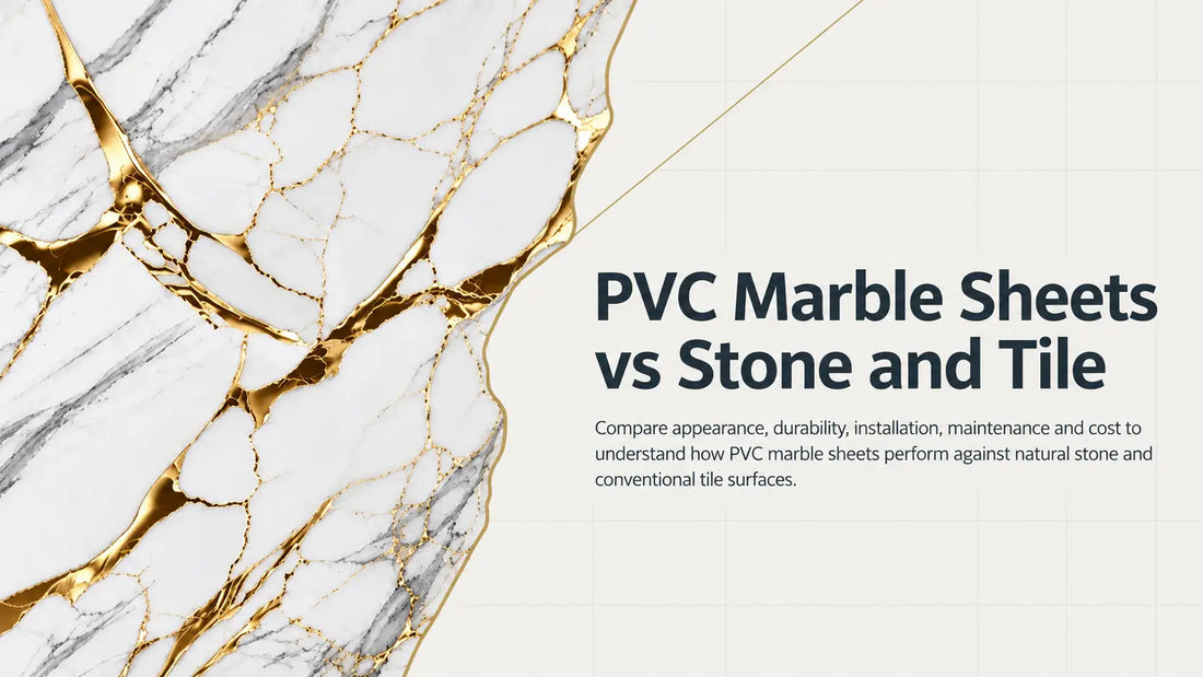 PVC marble sheets compared with natural stone and tile surfaces